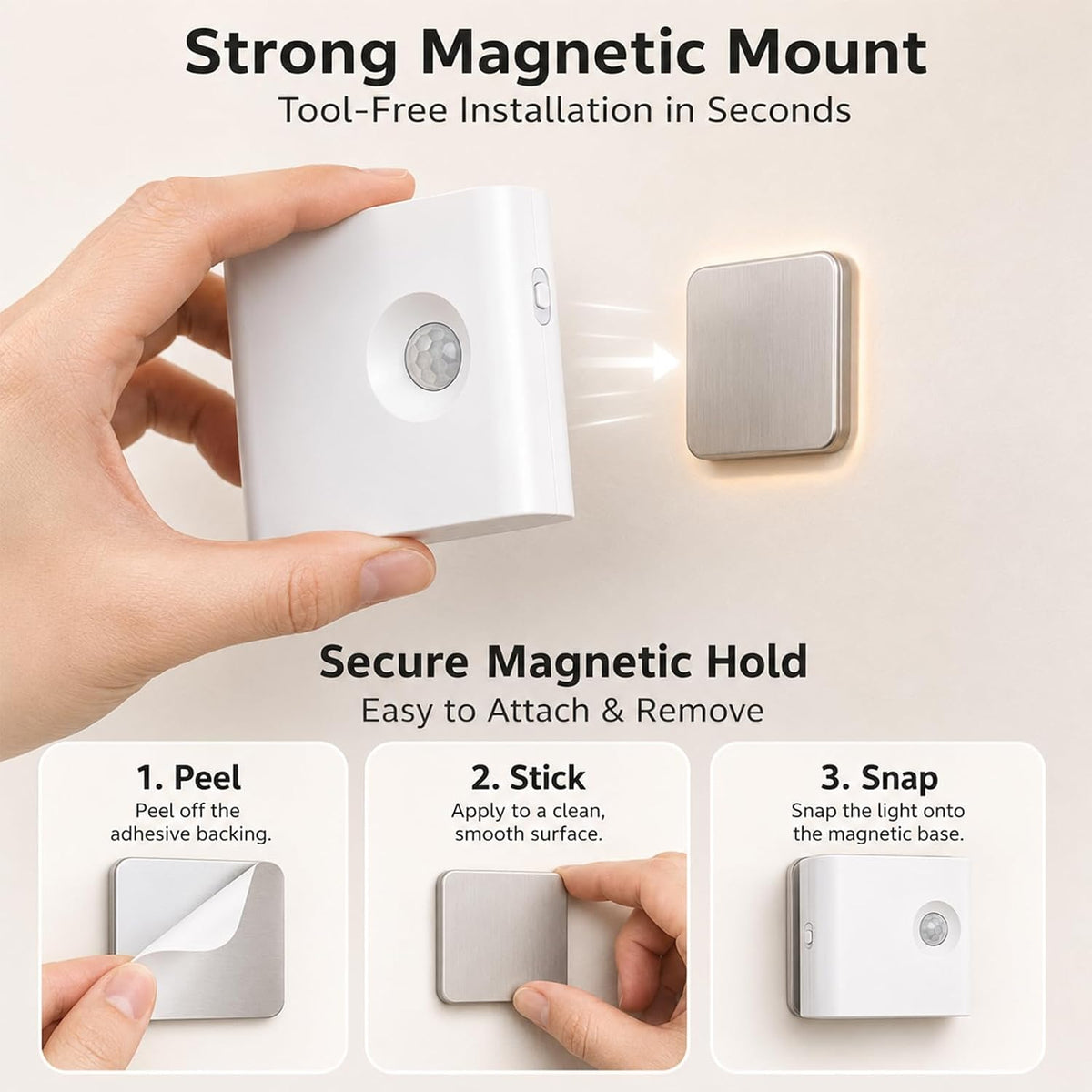 8Pack Motion Sensor Night Lights, Wireless Rechargeable Stair Lights Indoor, 3 Color Temperatures & Stepless Dimming, LED Night Lights for Stairs, Hallway, Kitchen, Closet, Cabinet