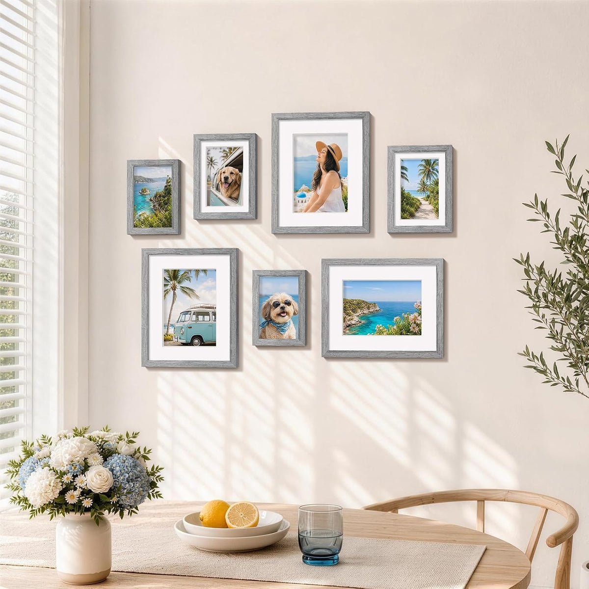 decorUhome Picture Frames Set of 20 for Wall and Tabletop Display, Grey