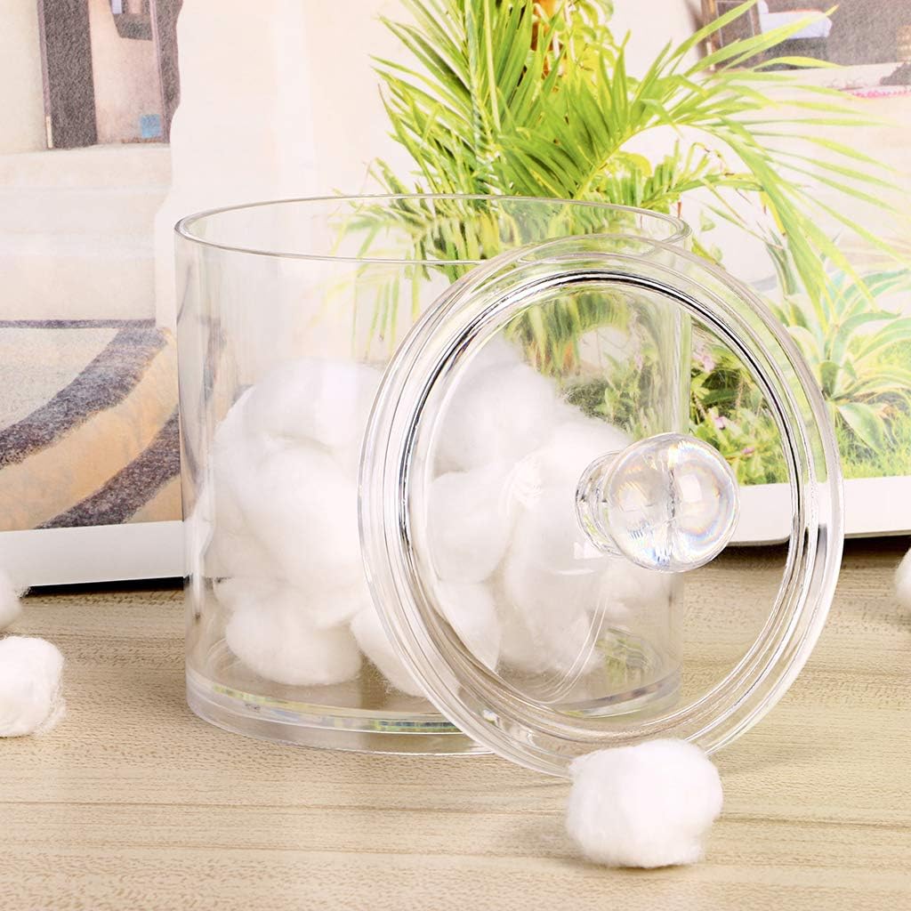 Hipiwe Cotton Ball and Swab Holder Organizer Clear Acrylic Apothecary Jar