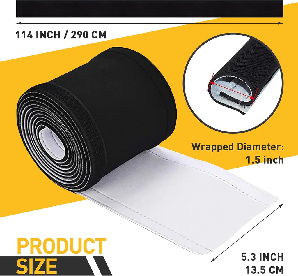 Neoprene Cable Sleeve - 60" for Trolling Motor Wire Protection & Management, Black & White