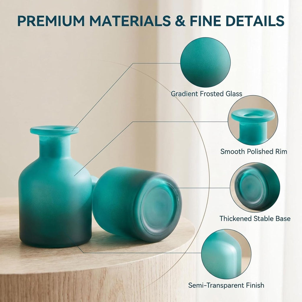 ericotry 1pcs Round Glass Diffusser Bottle Aromathrapy Jar Essential Oils Container Fragrance Accessories for DIY Replacement Reed Diffuser Sticks (150ml/5oz Blue Gradient)