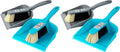 MR.SIGA Dustpan and Brush Set, Pack of 4 Set, Blue & Grey