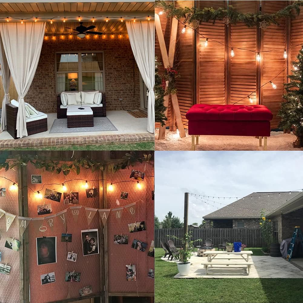 Abeja 25Ft Outdoor Patio String Lights ST35 with 27 Edison ST35 Clear Bulbs, UL Listed for Patio Garden Backyard Porches Bistro Decor Indoor Outdoor, White