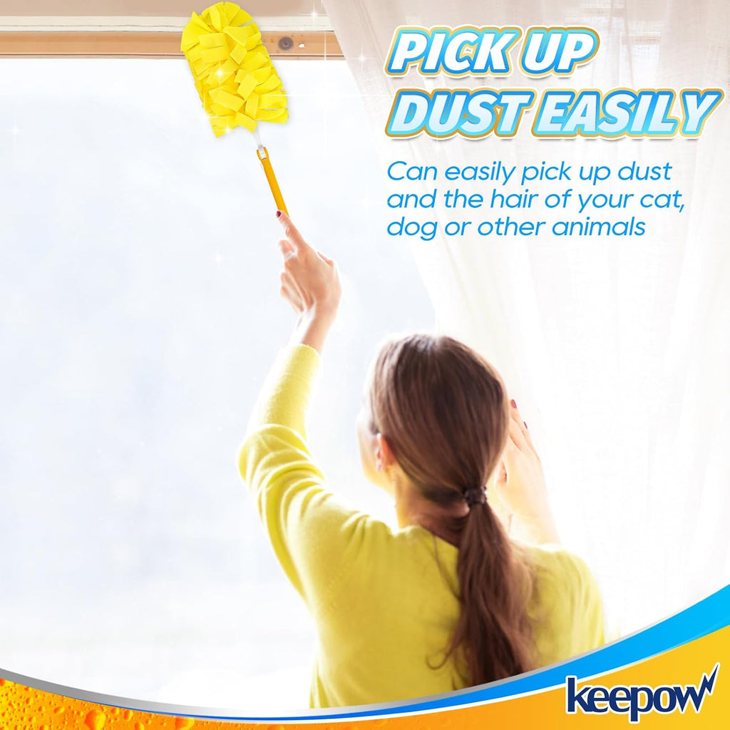 KEEPOW 6Pcs Duster Refills Compatible with Swiffer Hand, Heavy Duty Fleece