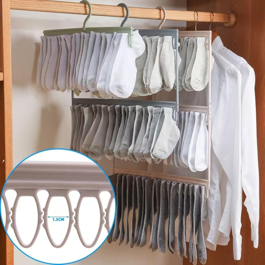 Socks Drying Racks Hanger Socks Organizer Hook Hanger with 54 Clips, Clothes Drying Racks Windproof for Drying Socks Bras Underwears Baby Clothes, Hats Scarfs Towels Pants and Gloves Diaper (White)