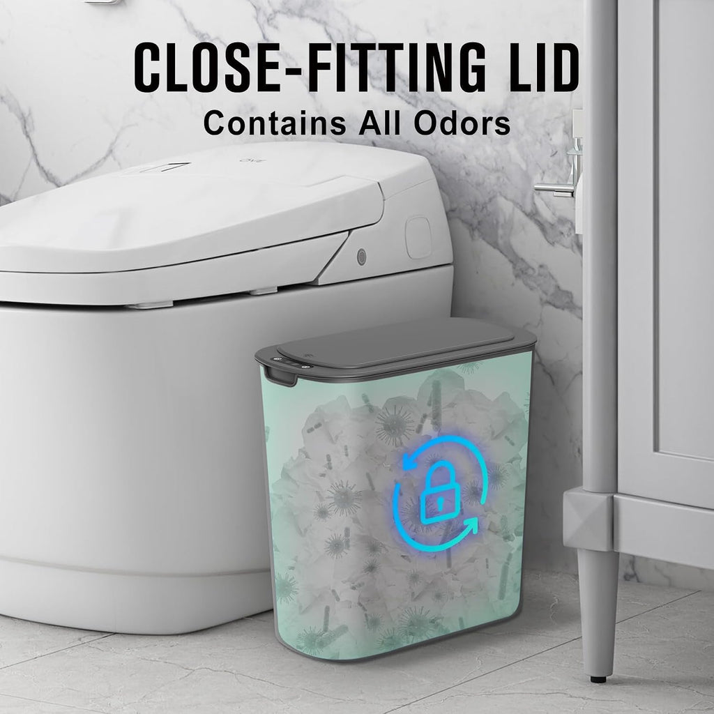 Cesun Automatic Small Bathroom Trash Can with Lid, 2.6 Gallon, Grey