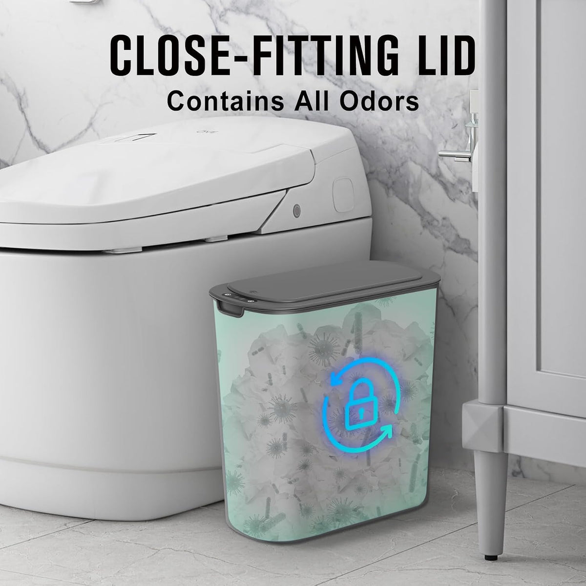 Cesun Automatic Small Bathroom Trash Can with Lid, 2.6 Gallon, Grey