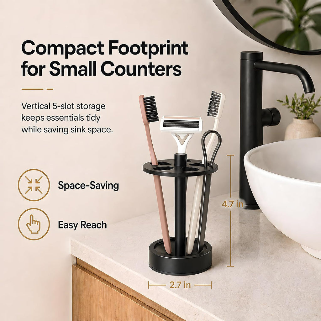 5 Slots Open-Design Bathroom Toothbrush Holder Stand for Manual Toothbrush