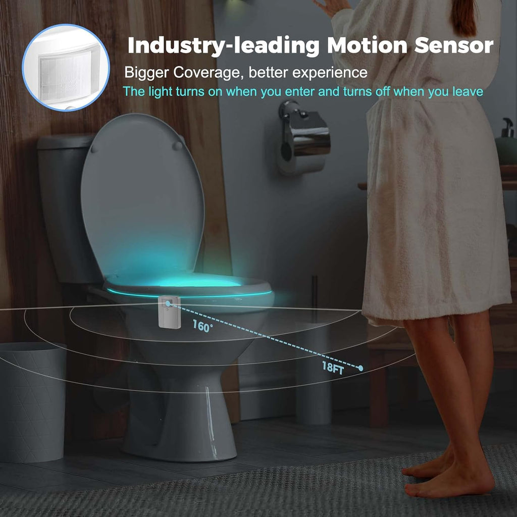 Chunace Toilet Bowl Night Light Motion Activated 3Pack, USB-C Rechargeable
