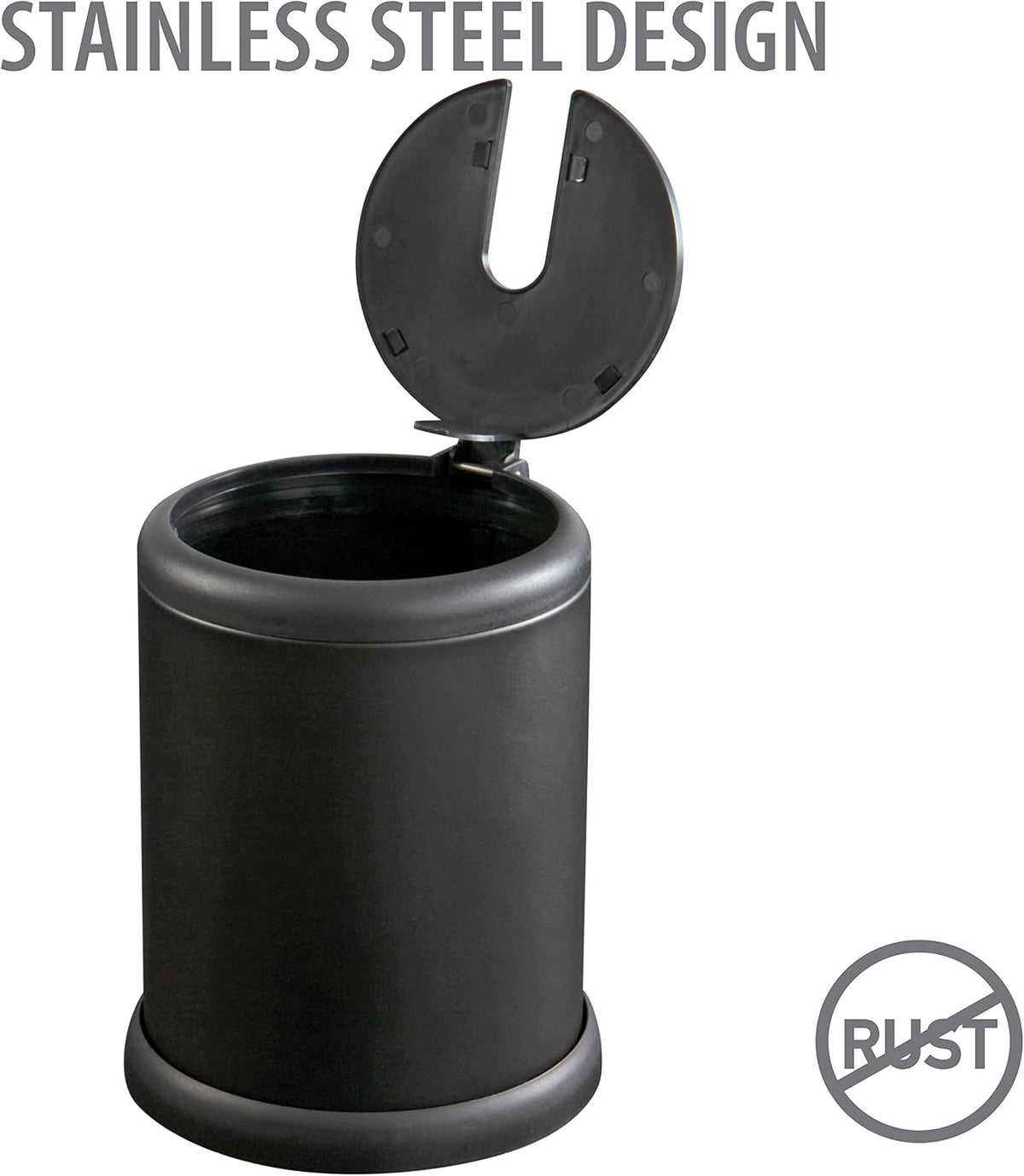 Bath Bliss Toilet Brush and Holder | Self Closing Lid | 360 Degree Brush Head | Bathroom Cleaning | Compact Size | Storage and Organization | Matte Black