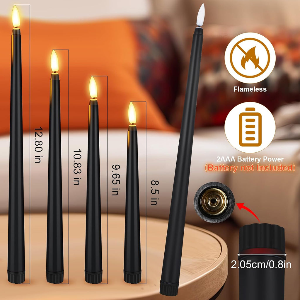 Rossesay 48 Pcs Flameless Taper Candles LED Taper Candles, Black