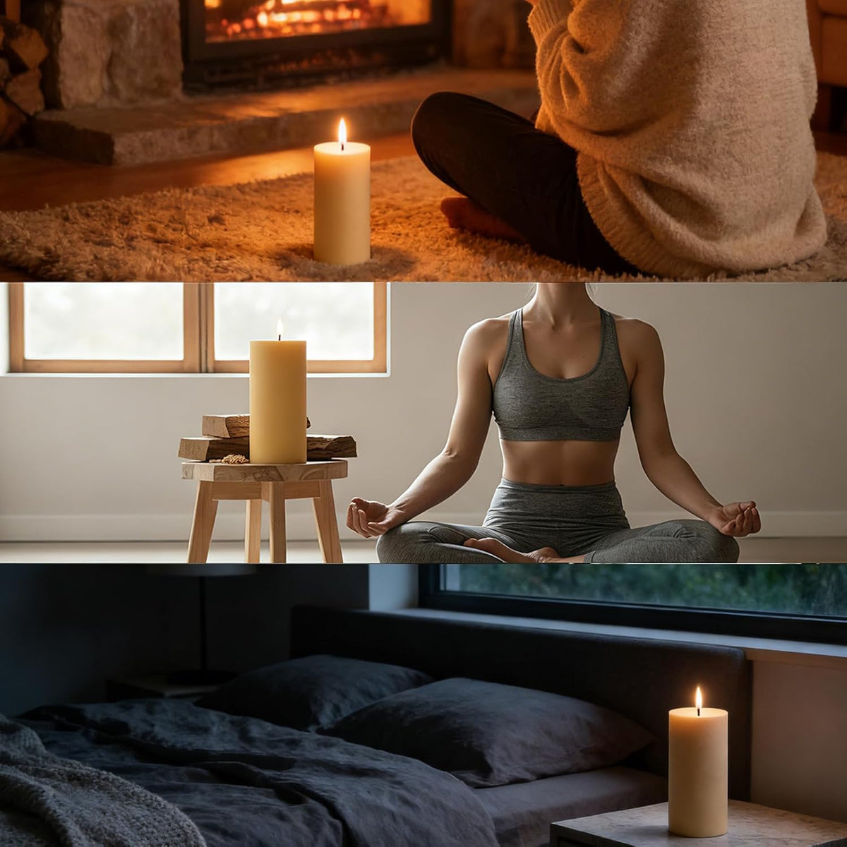 Palo Santo Beeswax Blend Pillar Candle, Up to 90 Hour