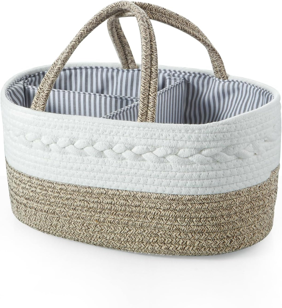 PandaEar Baby Diaper Caddy Organizer, Portable Nursery Storage Basket Cotton Rope Diaper Caddy for Baby Shower Gifts Newborn Infants -Brown