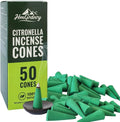 Citronella Cones (50 Cones) – Citronella Incense Cones with Ceramic Dish, Citronella Incense Cones Outdoor for Home Outside, Pool Side, Patio, Camping, Porches, Courtyards – Long Lasting Natural Scent