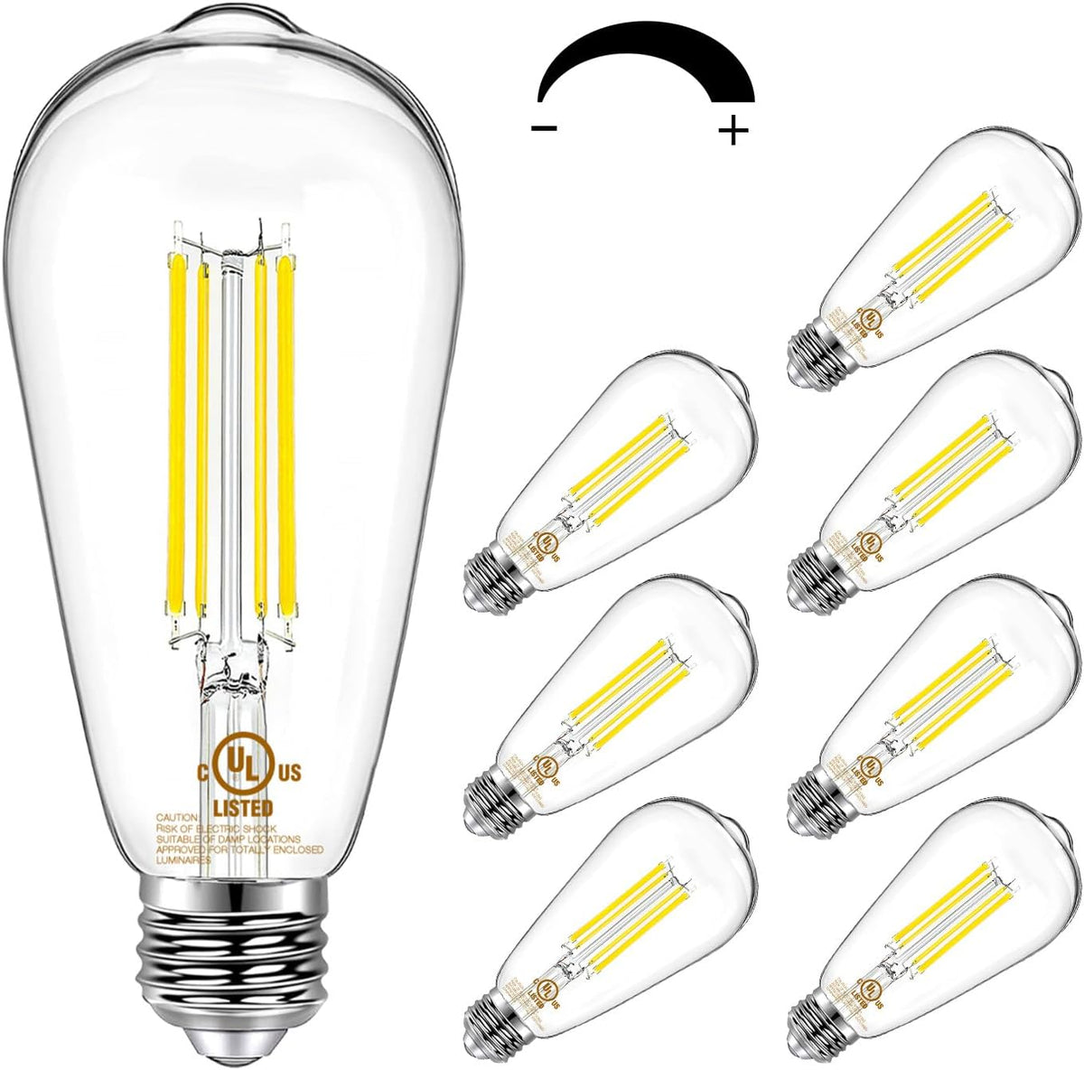 DAYBETTER 8 Pack Vintage LED Edison Bulbs, E26 Led Bulb 60W Equivalent, Dimmable Led Light Bulbs, High Brightness 800 LM Neutral White 4000K, ST58 Antique Filament Bulbs, Clear Glass Style for Home