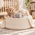 KAKAMAY Woven Baskets for Storage(16"x8"),Blanket Basket for Organizing Living Room,Cotton Rope Basket Woven Baby Laundry Hamper,Collapsible Laundry Room Organization,Clothes,Toy Chest(White)
