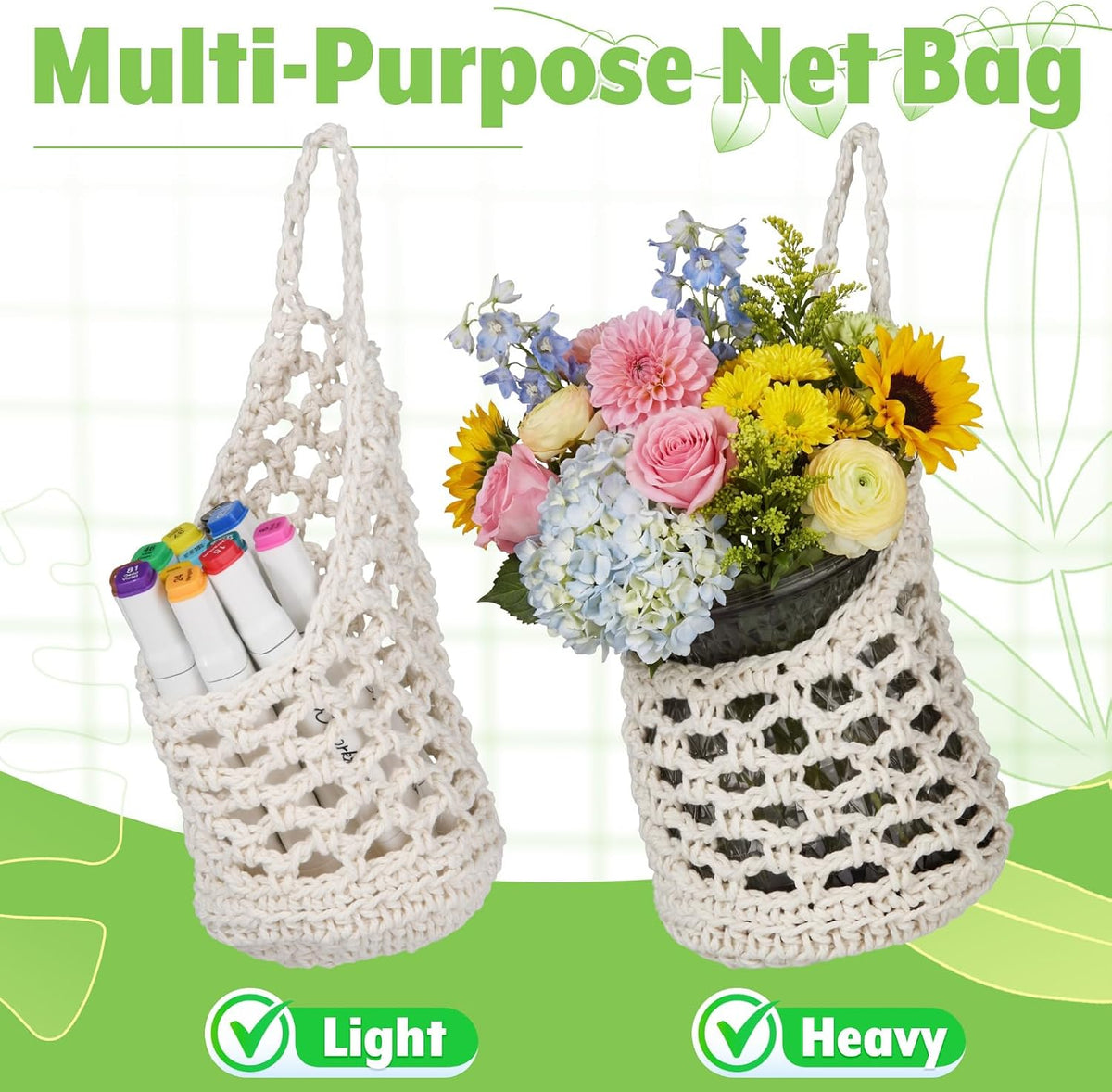 2 Pcs Macrame Planter Basket Wall Hanging Pot Holder for Indoor Plants 4 Inch Pots Decorative Succulents Display Plant Hanger Net Bag for Home Garden, White
