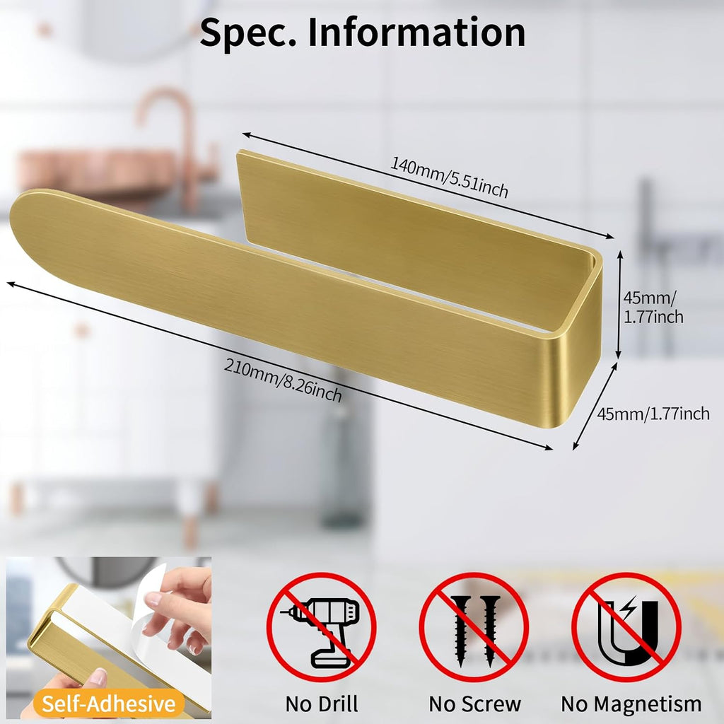 Bethom 2 Pack Gold Hand Towel Holder, 8 Inch Square Adhesive for Kitchen