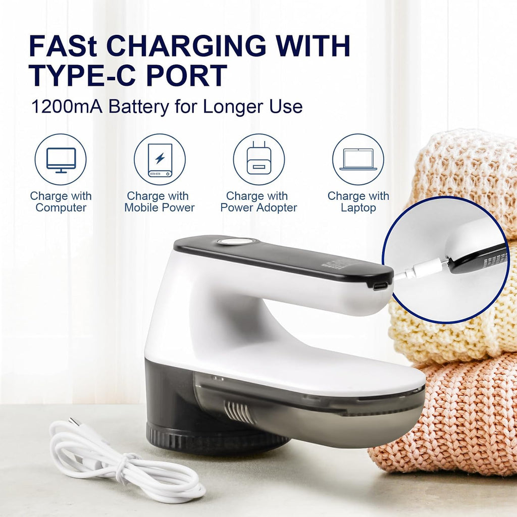 Fabric Shaver, Cordless Lint Remover, 6-Blade Sweater Defuzzer for Clothes