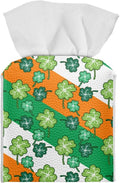 Happy St.Patrick's Day Napkin Tissue Box Cover PU Leather Modern Cube Tissue Case Holder for Bedroom Dresser, Tabletop, Nightstand, Dining Table Home Decoration,Green