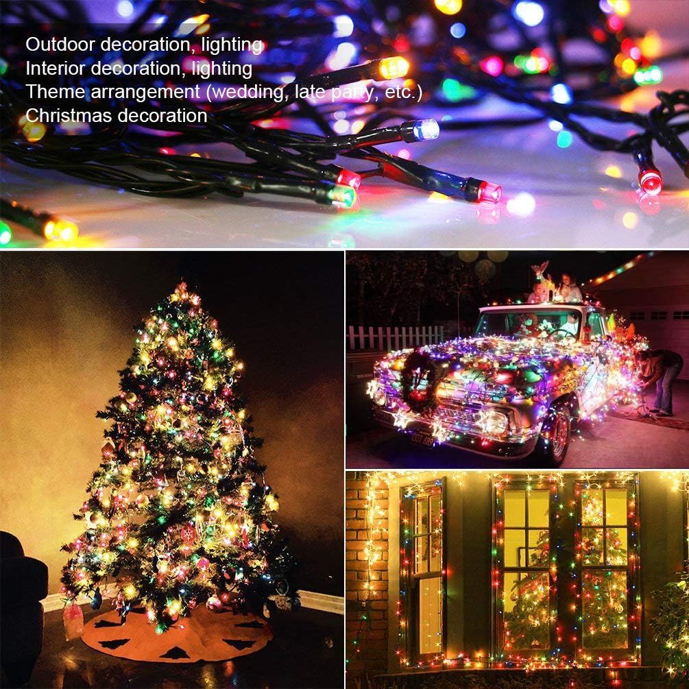 Christmas String Lights - 320 LEDs 35m/115ft Memory Function 8 Modes End-to-End Plug in Outdoor Waterproof Decorative Fairy Twinkle Indoor Xmas Tree Lights String for Home/Patio/New Year - Colorful