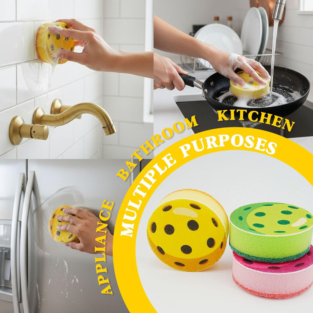 Pickleball Themed Sponges, Perfect Pickleball Gift for All, Set of 2 Layered Sponges, Fun and Unique Pickle Ball Kitchen Decor, Ready-to-Gift Packaging, Green