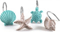 Seashell Sea Turtle Starfish Conch Decorative Shower Curtain Hooks, 12Pcs