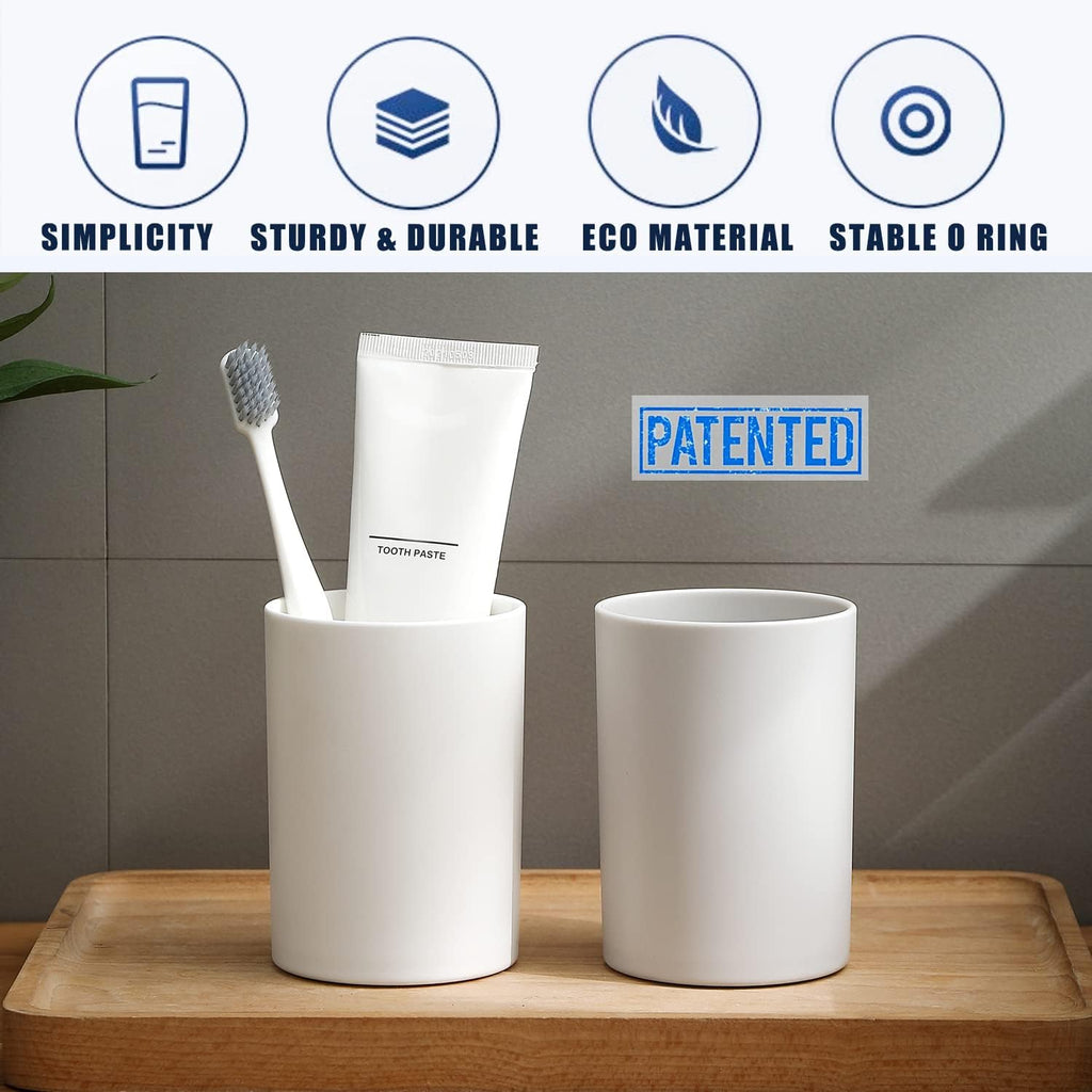 PP 2PCS Reusable Unbreakable Toothbrush Cup 10.5oz/300ml Mouthwash Holder, Easy to Clean, Adequate for Bathroom (Grey)