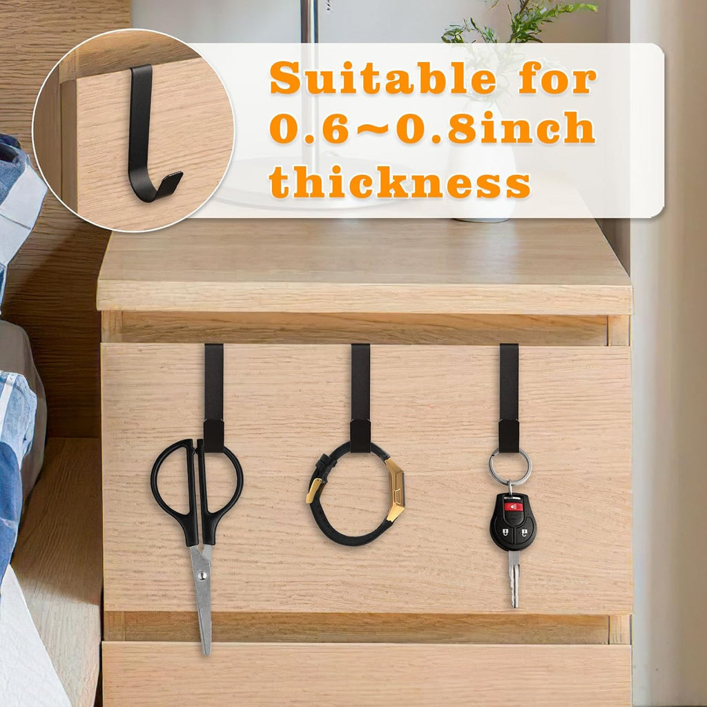 15 Pack Over The Cabinet Door Hooks, Cabinet Drawer Organizer, Metal Cabinet Hooks for Hanging Stocking Clothes Towels (Black)