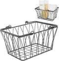 Spectrum Small Wire Basket with Handles Industrial Gray Farmhouse Basket Organizer for Kitchen Bathroom Laundry Pantry Shelf Organization, Twist Wire Metal Basket with Handle for Gifts or Storage