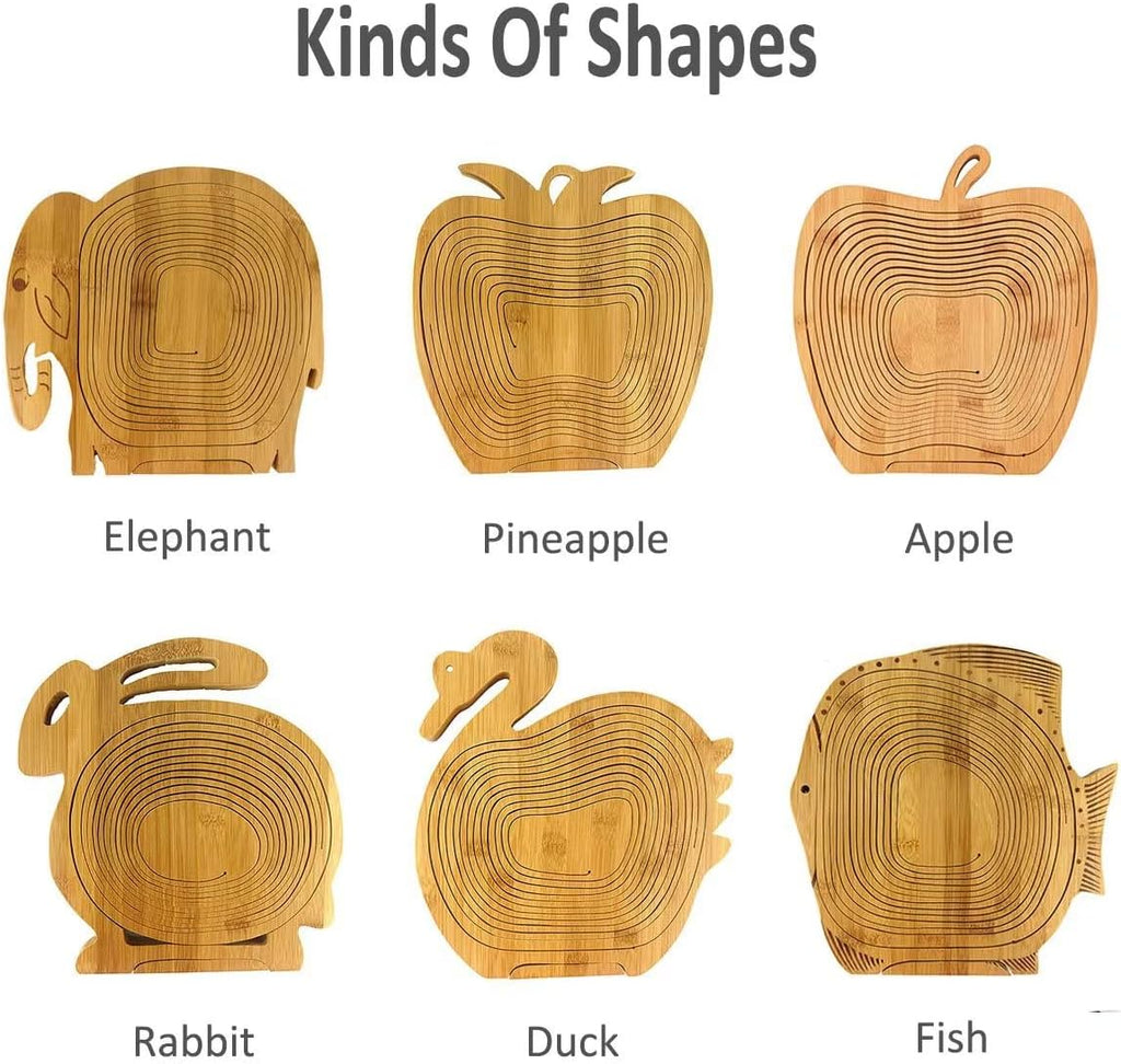 Dried Fruit And Nuts Gift Basket Natural Bamboo Collapsible Fruit Picker Basket In Fish Shape for Kitchen Dinner Table