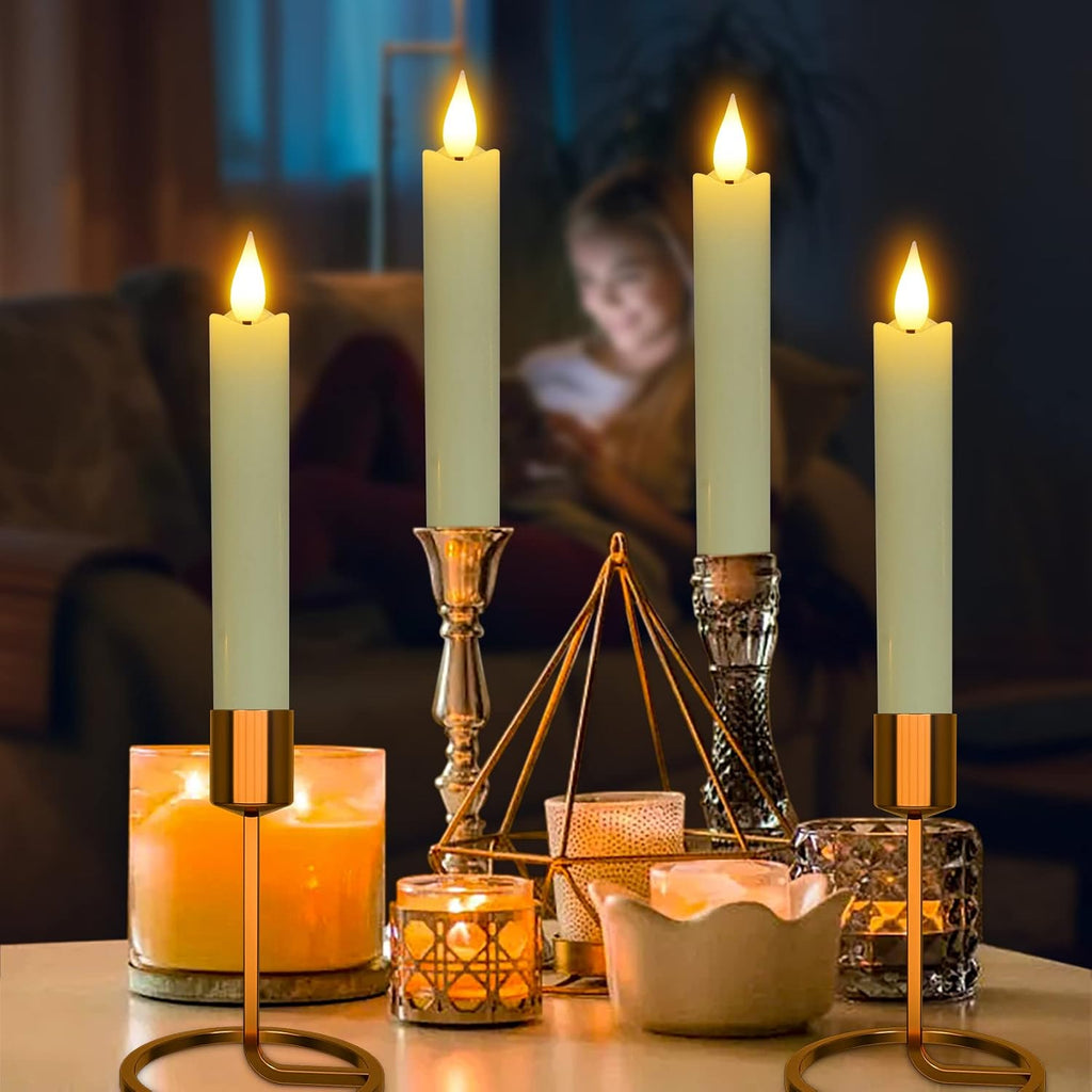 Flameless LED Taper Candles, 6pcs Battery Operated 6.5" Ivory Flickering Candlesticks with Remote Timer, Real Wax Warm White Candle Light for Room Home Halloween Christmas Decor