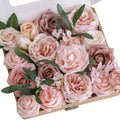 Lookein Artificial Flowers Combo Box for DIY Wedding Bouquets, Centerpieces, Arrangements, Party & Home Decor - Silk and Foam Flowers with Stems, Belle Blush