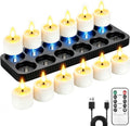 12 Pack Rechargeable Tea Lights Candles with Charging Base & Remote Timer