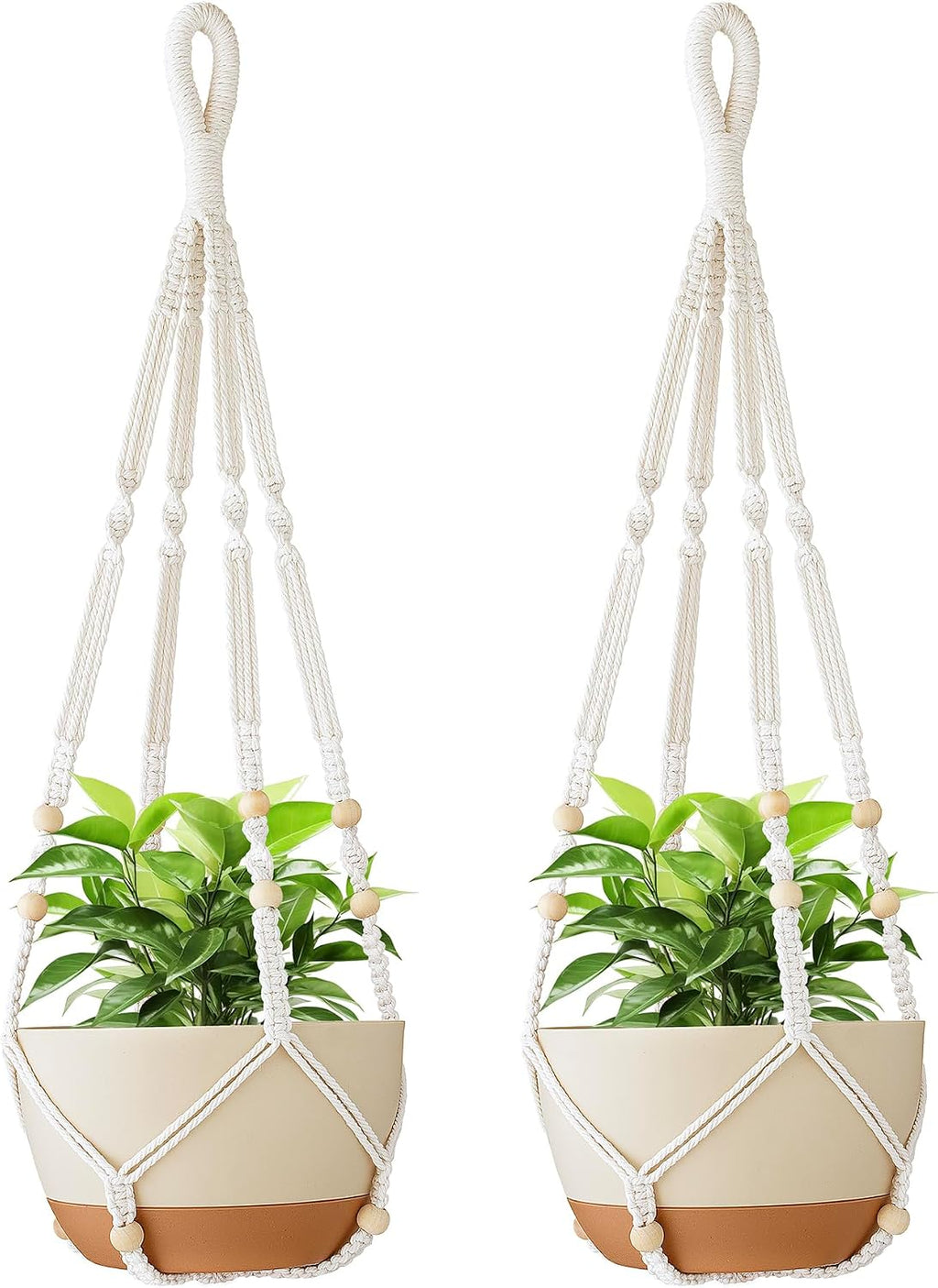 2 Pack Macrame Plant Hanger Indoor Hanging Plant Holder Ivory