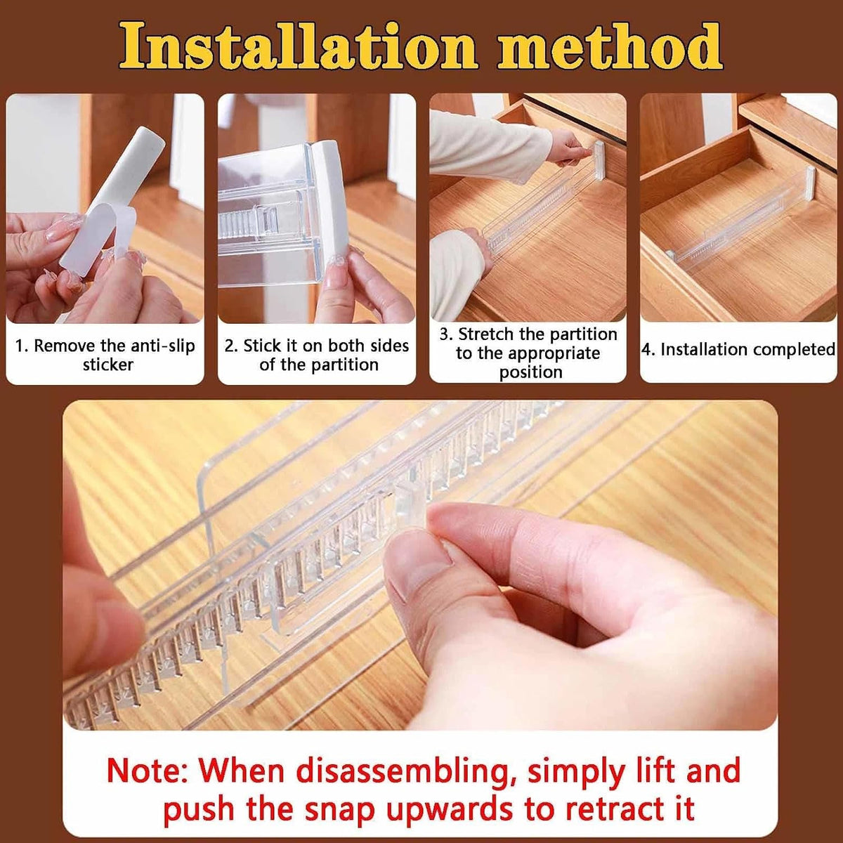 8 Pcs Drawer Dividers for Clothes,3.15" High 11.34"-19.69" clear
