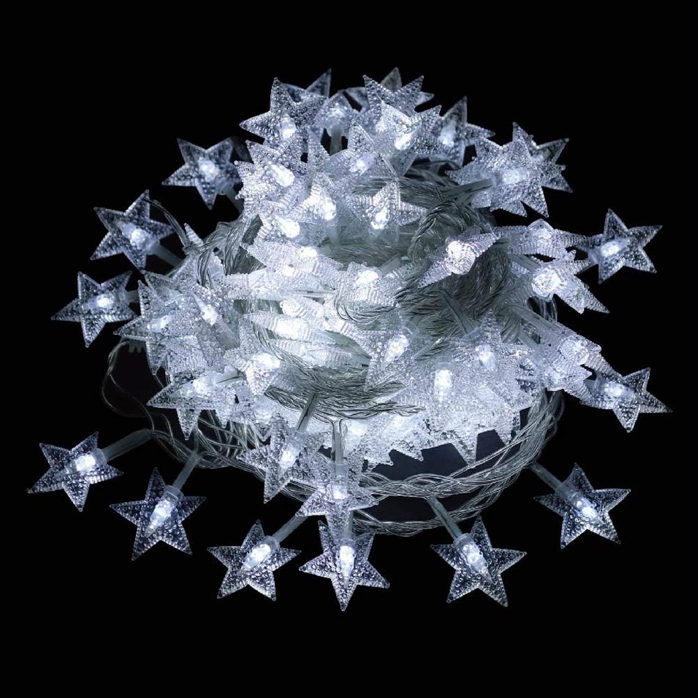 Twinkle Star 100 LED Star String Lights Plug in 33FT, White