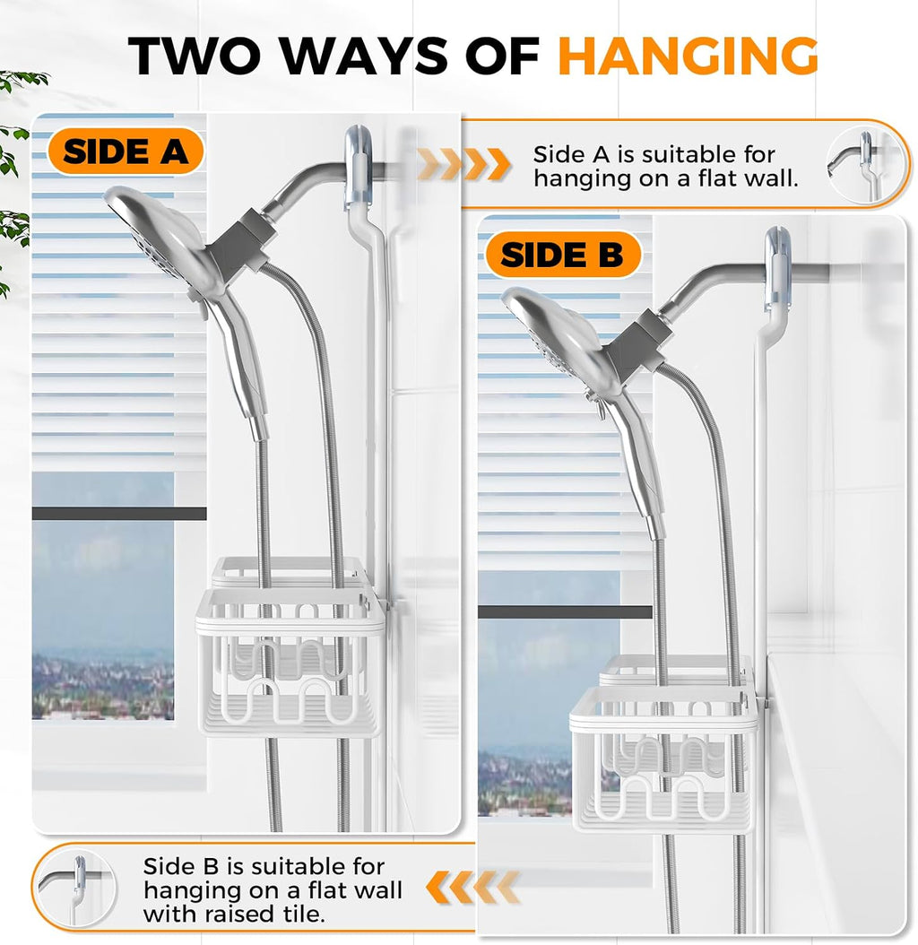 Adjustable Aluminum Shower Caddy Hanging for Handheld Showerhead, White