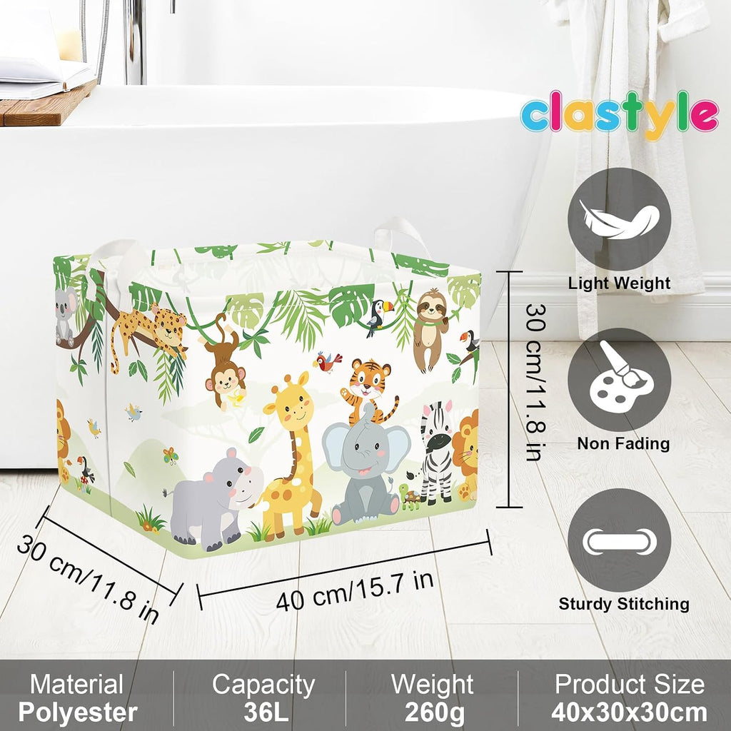 Clasty Animal Kid Storage Basket Foldable Laundry Hamper, 36L Tiger