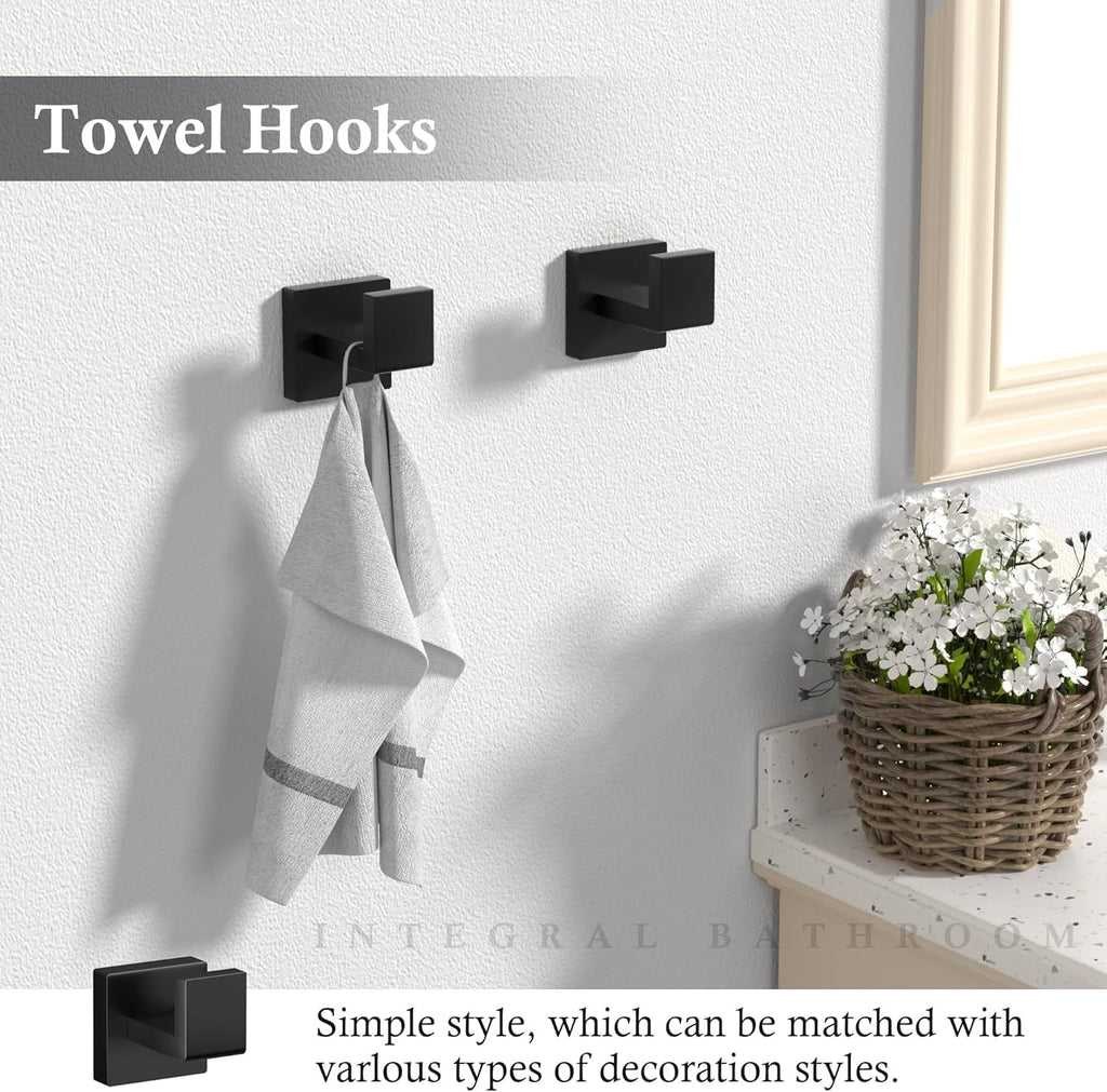 15-Piece Matte Black Bathroom Accessories Set 23.6 Inch Towel Bar Set.