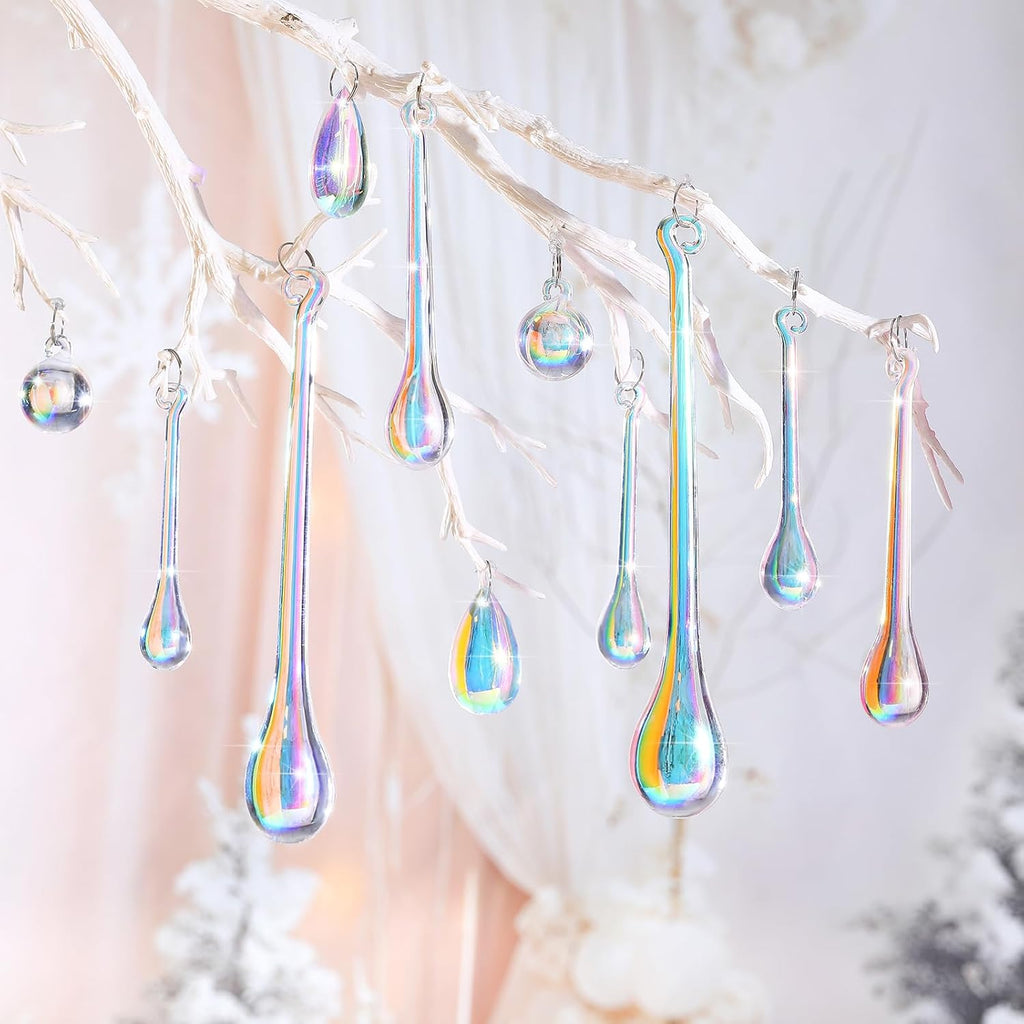 Vercraft 100 Pcs Christmas Tree Acrylic Hanging Ornaments, Laser Color