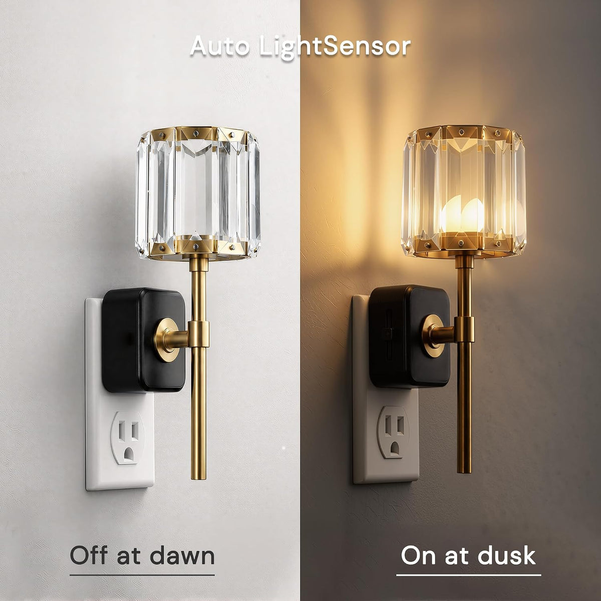 L LOHAS LED Night Lights Plug into Wall,Crystal Acrylic Cylinder Nightlight