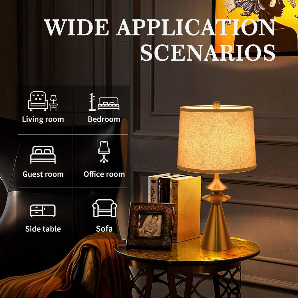 Ziqqeelam 24" Gold Modern Table Lamp, Contemporary Table Lamps Single for Living Room,Tall Modern Buffet Table Lamp Single for Bedroom, Nightstand, Bedside, End Table, Entry Way
