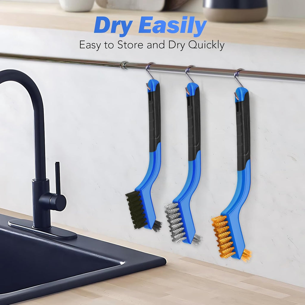 Wire Brush Set, 6 Pcs Stainless Steel/Brass/Nylon Wire Brushes