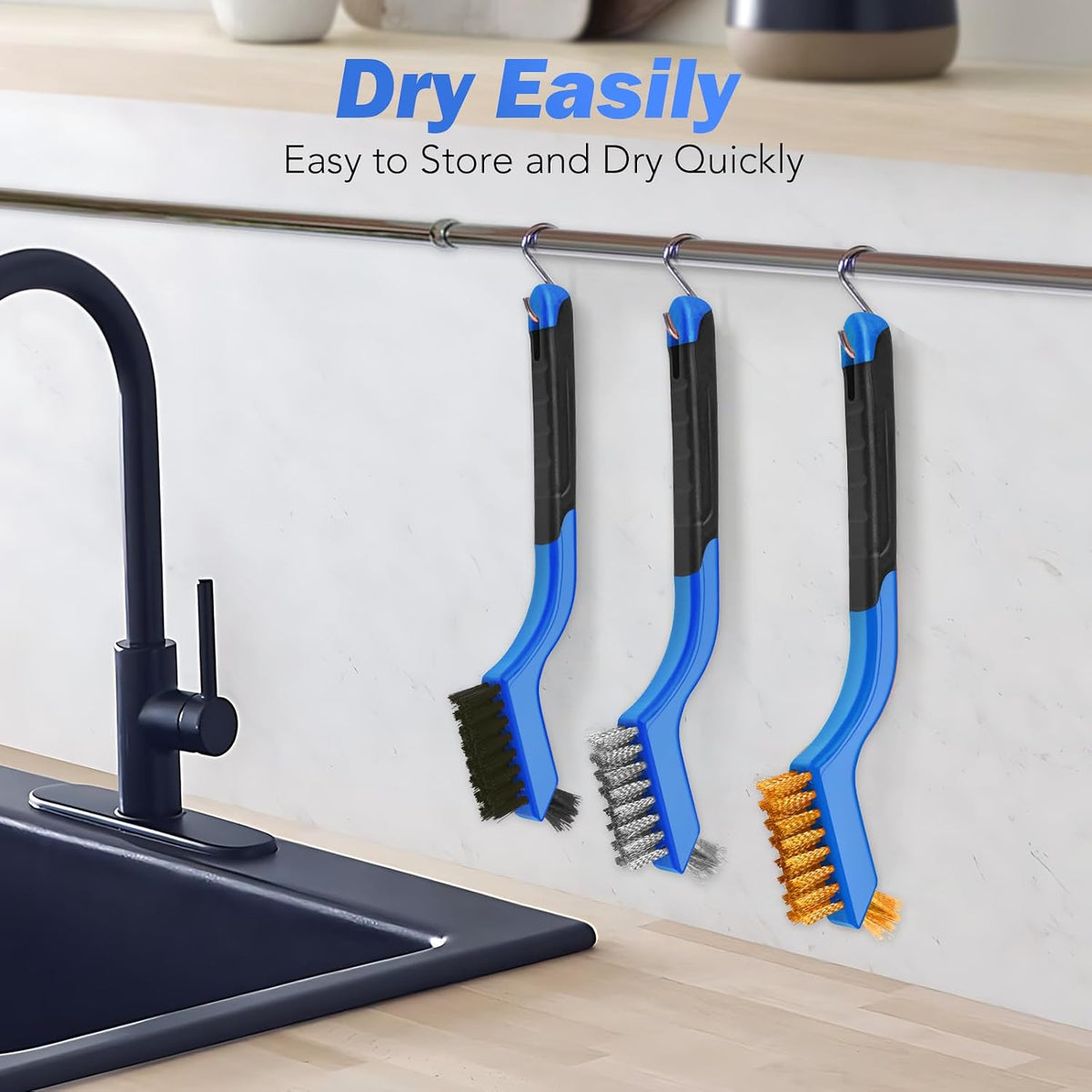 Wire Brush Set, 6 Pcs Stainless Steel/Brass/Nylon Wire Brushes