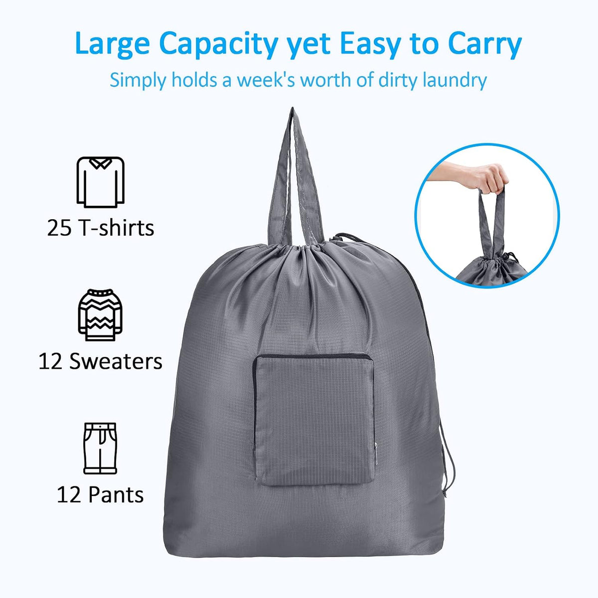 GOGOODA Travel Laundry Bags with Drawstring Closure XL Large with Handle