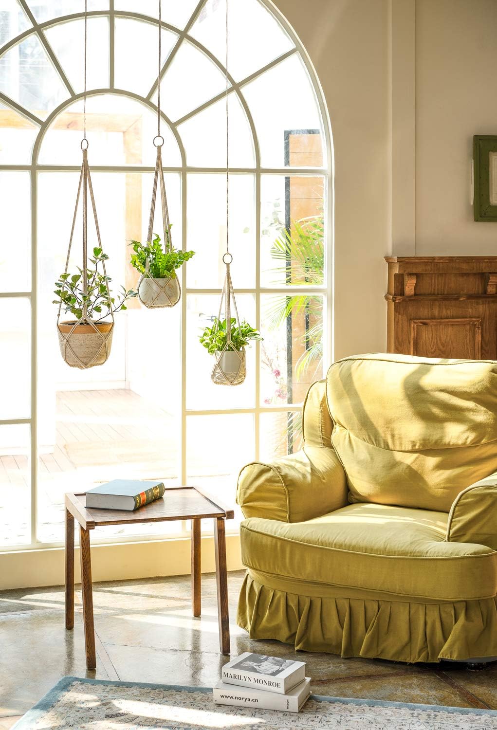 Dahey Macrame Plant Hanger Set of 3 with Hooks Indoor Hanging Planter Basket 35"/29"/23" and Set of 2 Macrame Plant Hanger Indoor Hanging Planter Basket