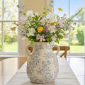 Blue and White Chinoiserie Ceramic Vase Vintage Flower Vase, 8.1in