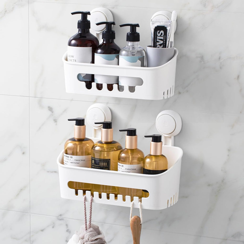 LEVERLOC Shower Caddy Suction Cup,Shower Organizer Bathroom Shelf