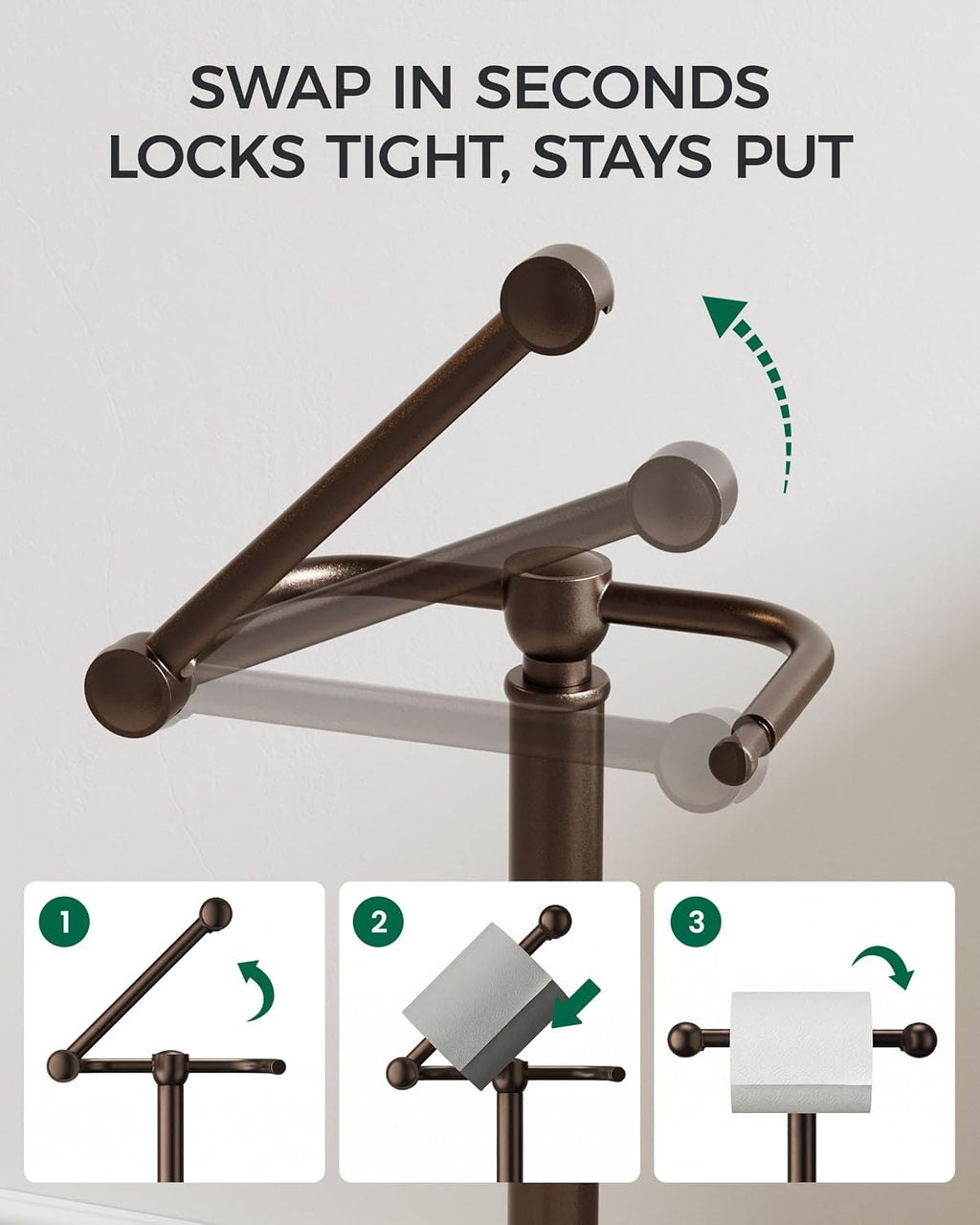 Dark Bronze Toilet Paper Holder Stand Stainless Steel&Weighted Base
